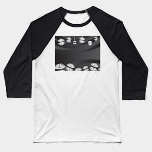 Abstract Gray Christmas Tree and Ornaments Baseball T-Shirt